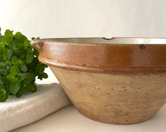 7 Litre French Antique Provençal Stoneware Mixing Bowl