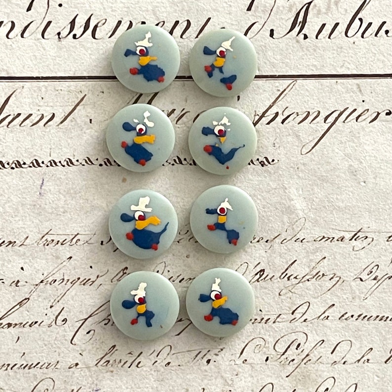 8 boutons de canard vintage français peints à la main image 5