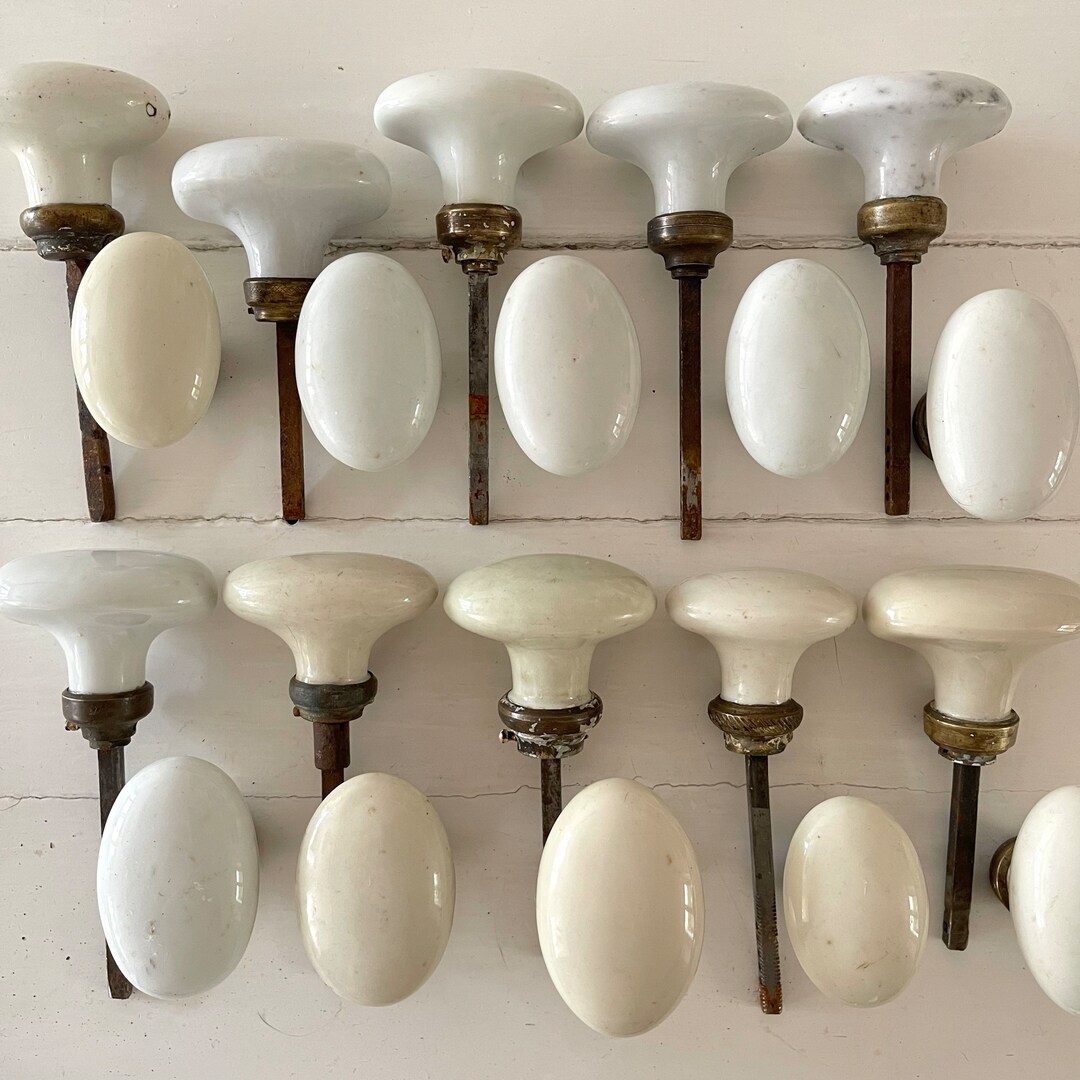 French Antique Porcelain Door Knobs Etsy