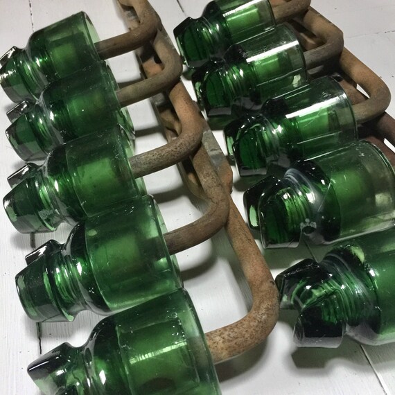 Large French Vintage Glass Insulator With Post Coat Hook Etsy