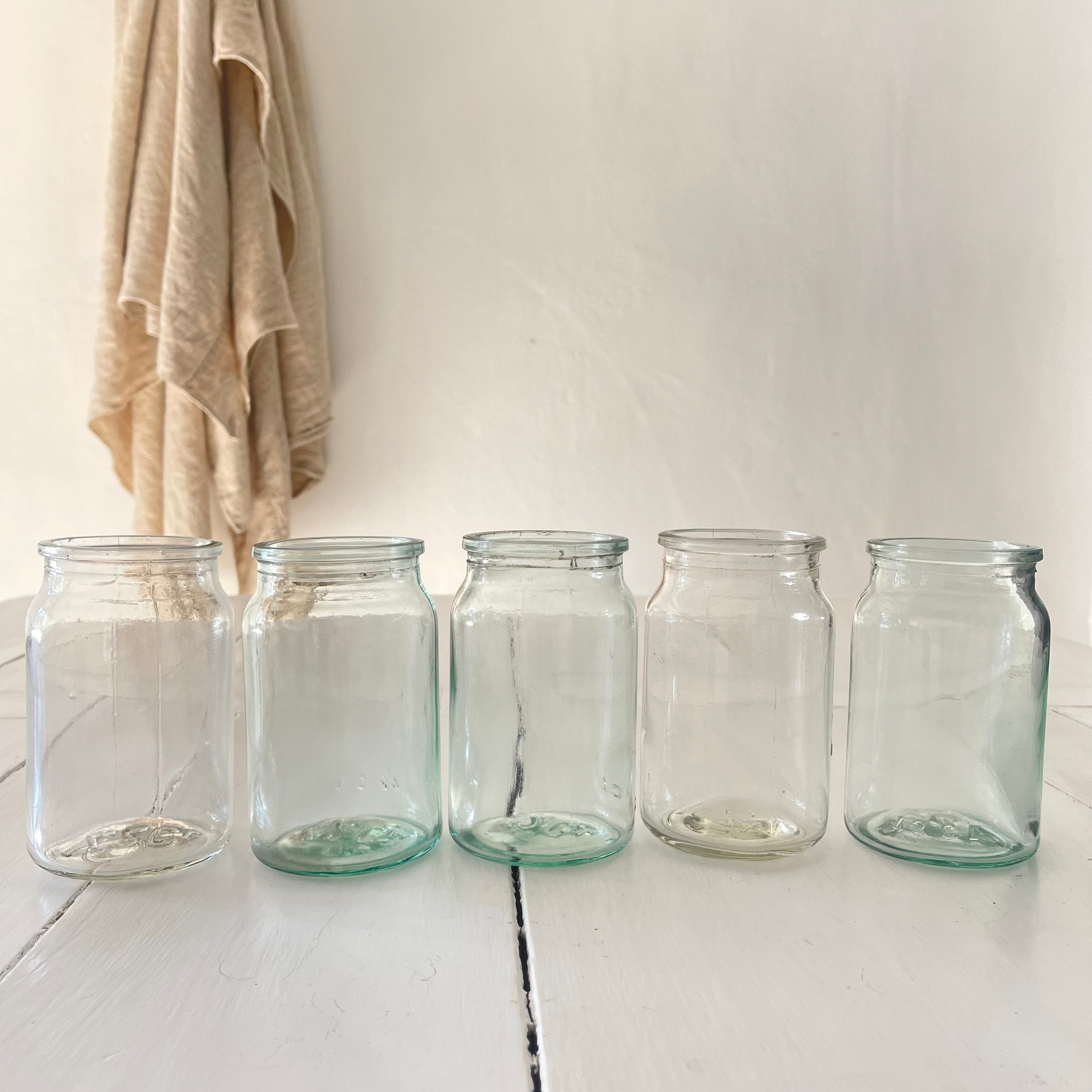 5 Français Pots de Confiture Antiques, Gelée, Rangement, Vases