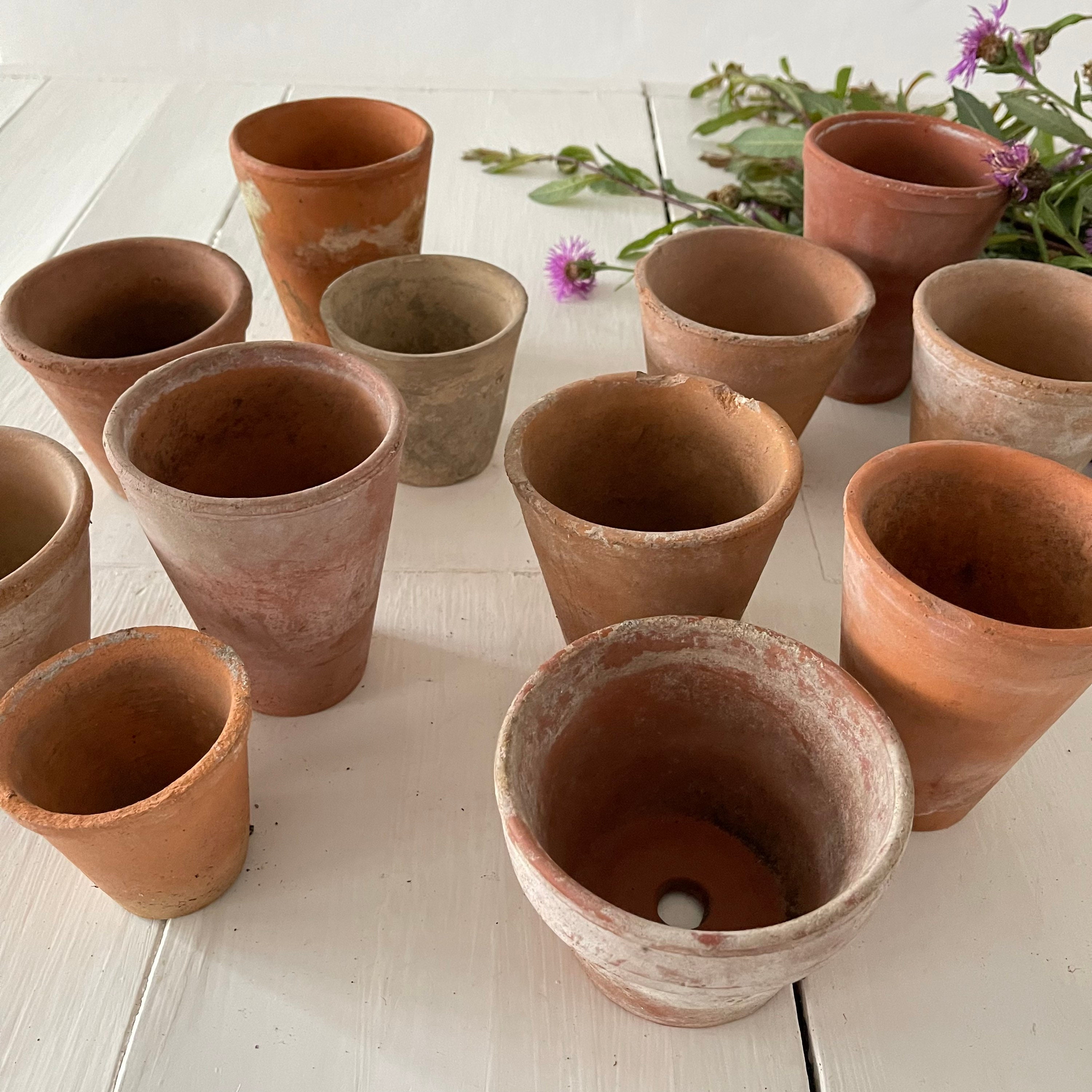 3 French Vintage Terracotta Plant Pots Etsy