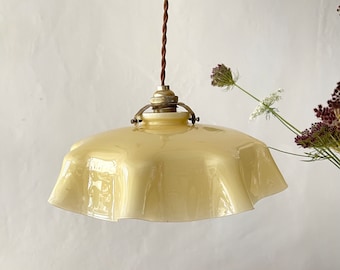 40's French Vintage Opaline Glass Pendant Lamp Kit