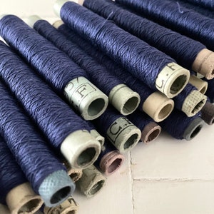 Carretéis industriais franceses vintage 'Bleu de Travail'