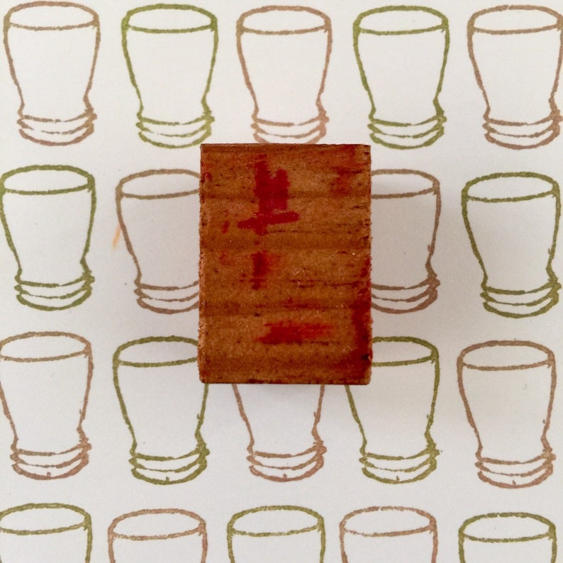 Handmade Vintage French School Stamp Beer Glass