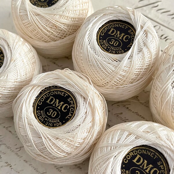 6 French Vintage Dollfus-Mieg DMC Cordonnet Spécial Spools No30, Crochet, Lacemaking