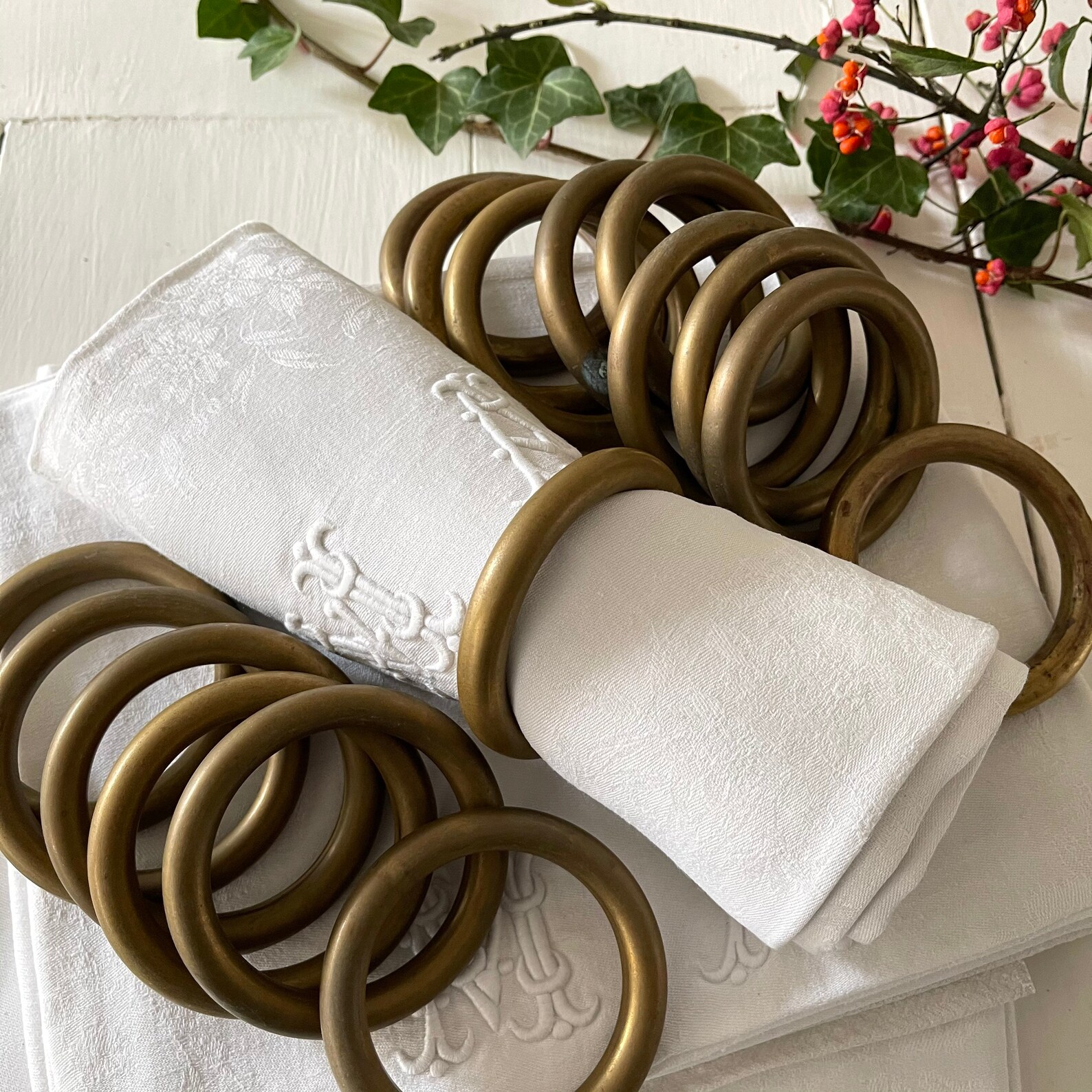 XL French Antique Brass Napkin Rings Curtain Rings Etsy