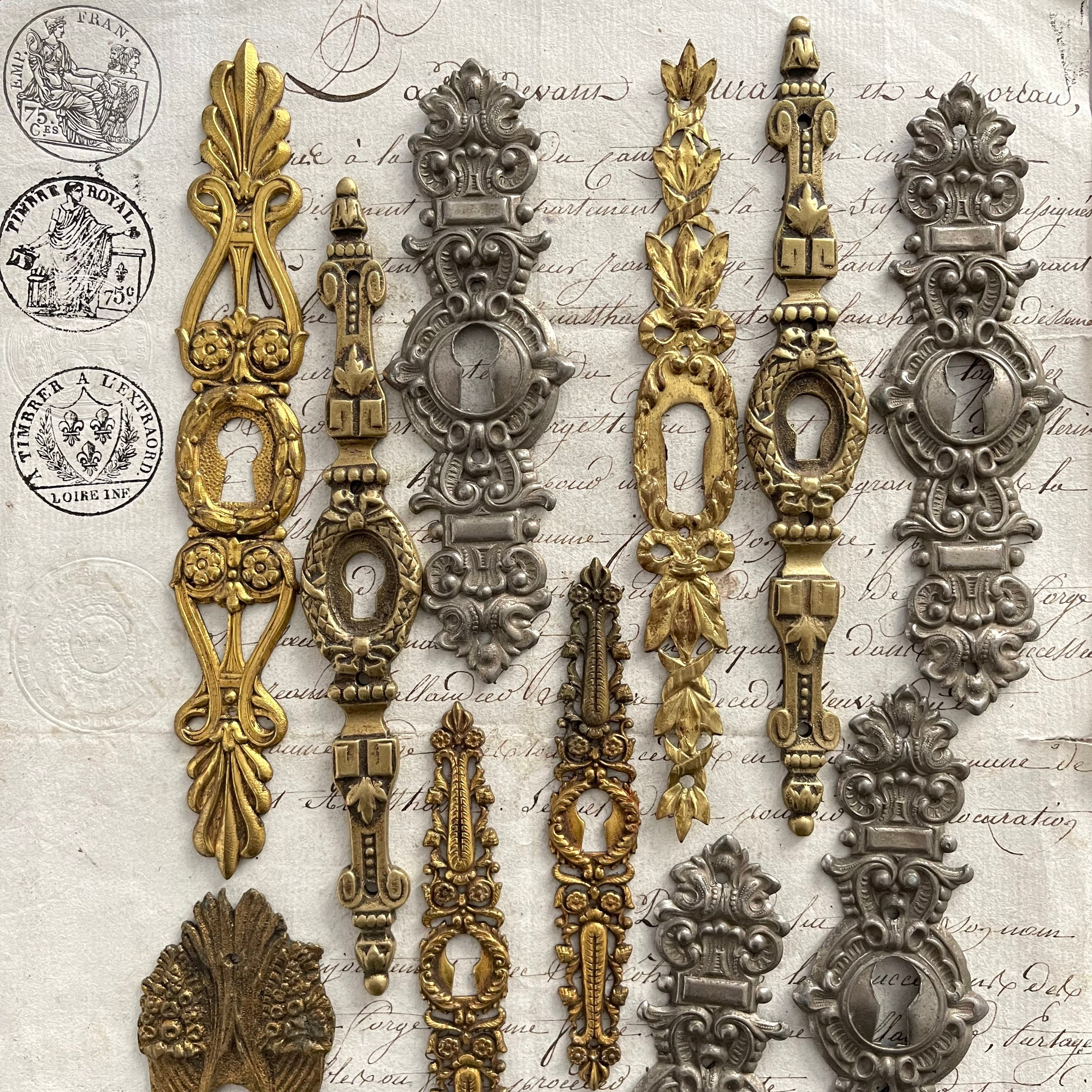 Français Plaque d'écusson Doré Antique - Liste 4