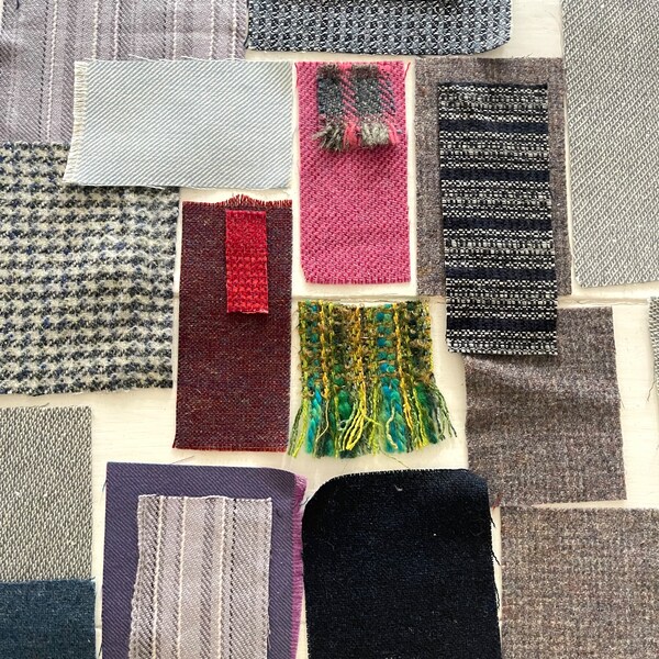 RESERVED FOR T 21 Vintage Homespun Scottish Wool / Silk Plaid Swatches