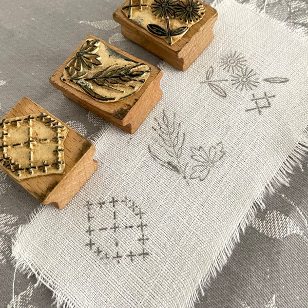 French Vintage Embroidery Stamp Blocks