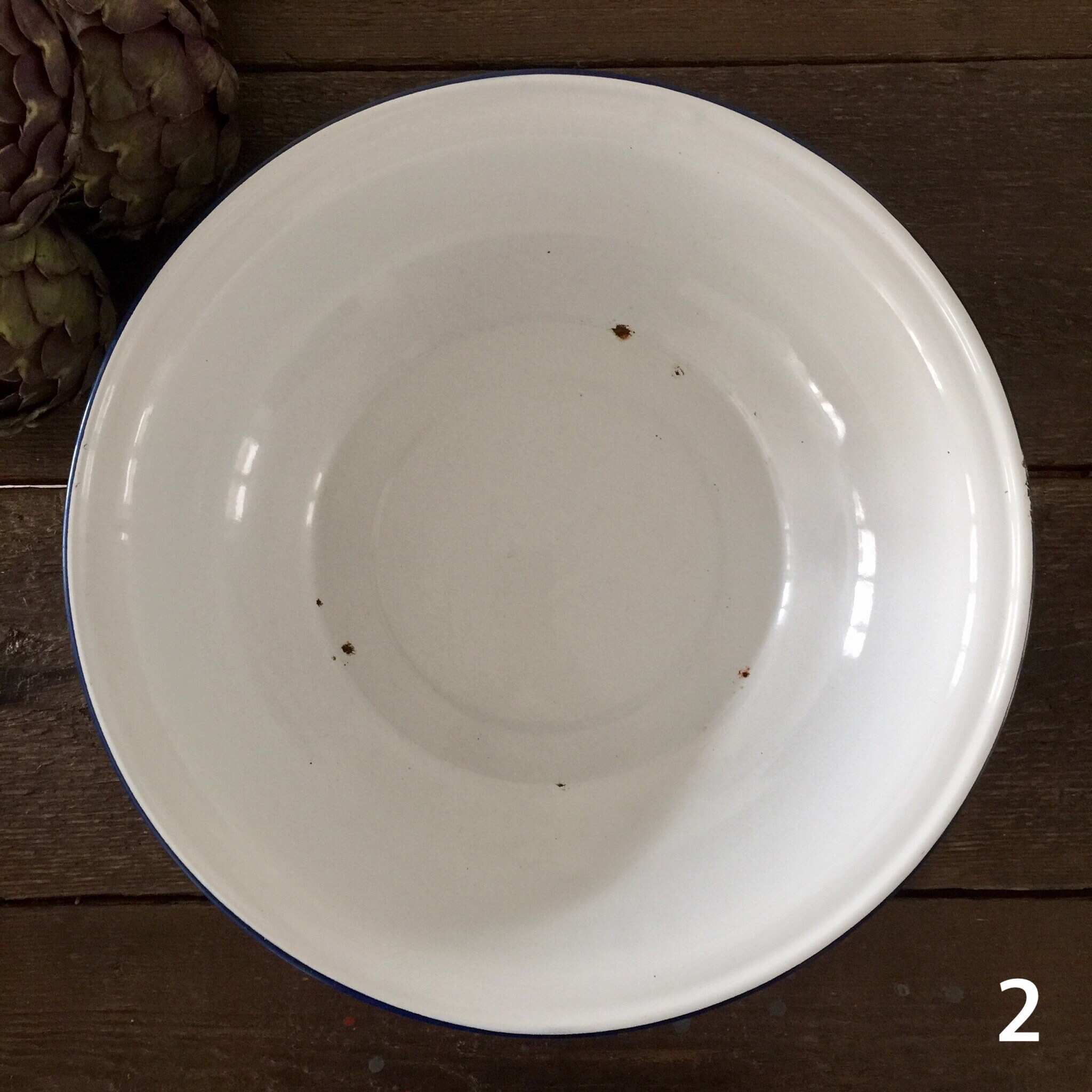 Big French Antique Enamel Washing Up Bowl Wash Bowl Planter Etsy