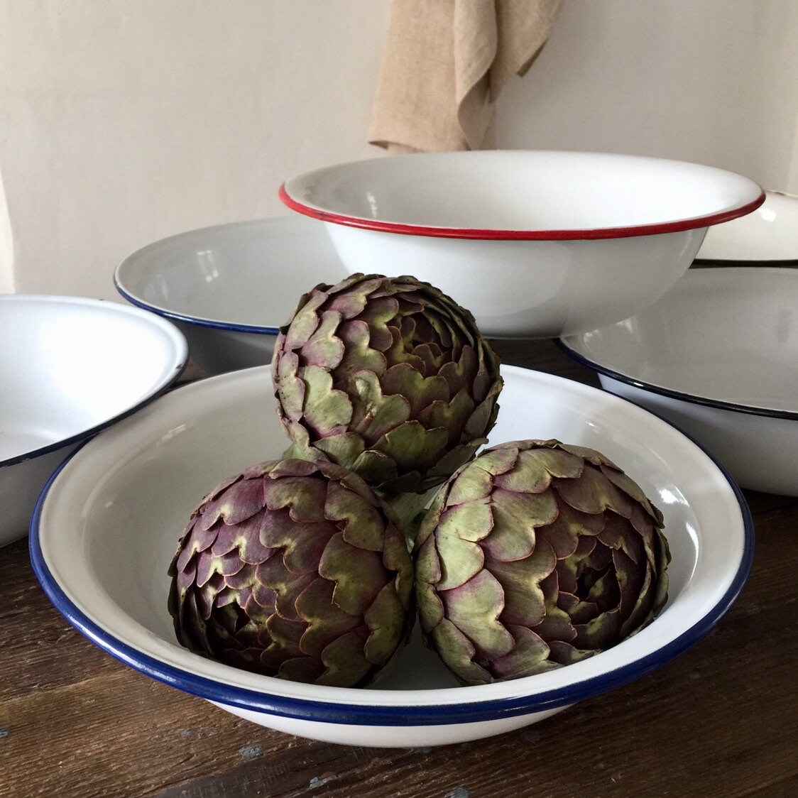 Big Français Antique Enamel Washing Up Bowl, Wash Planter, Rangement | Ref A