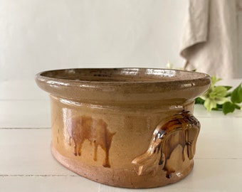 Large 19th Century Handmade French Stoneware Confit Pot