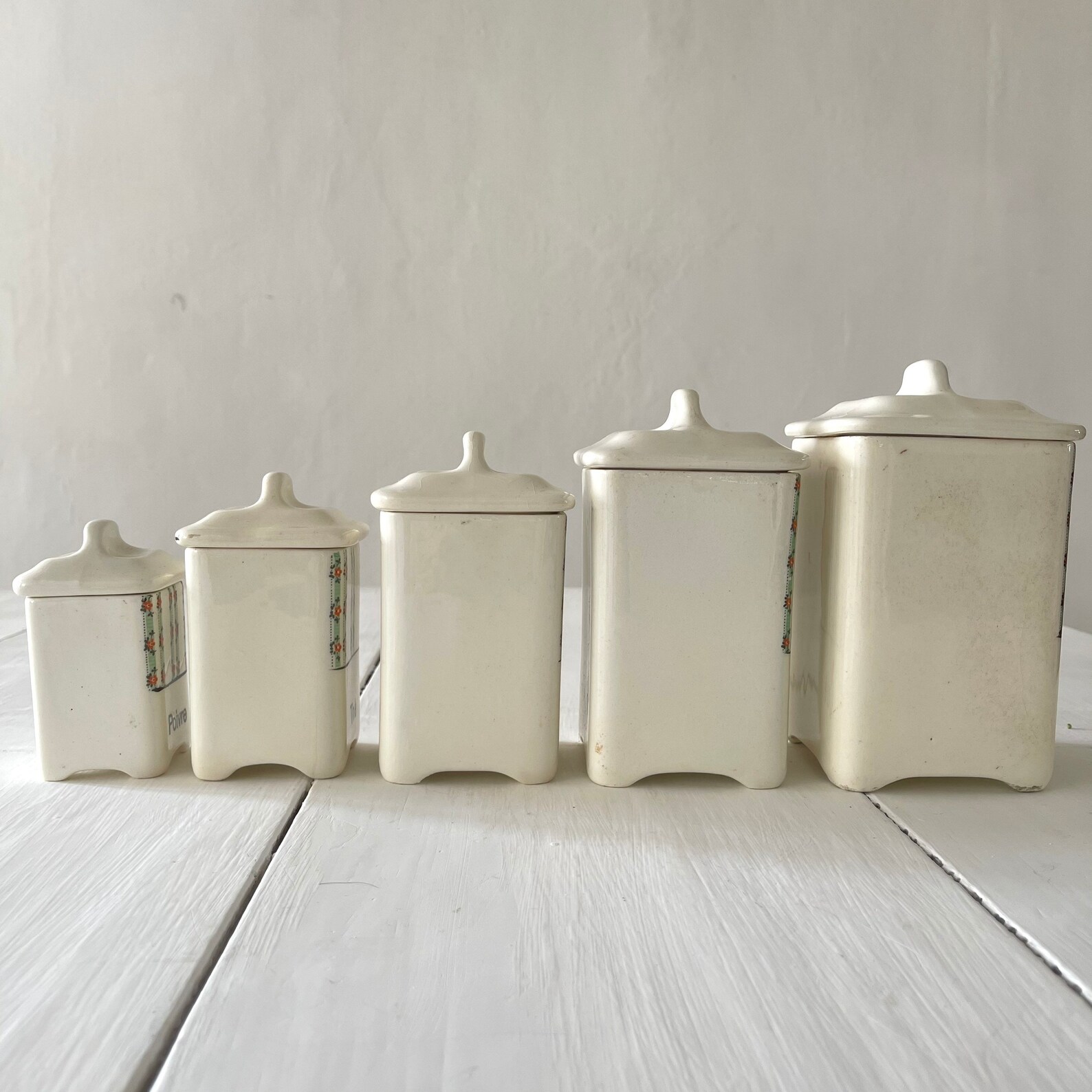 5 French Vintage Ceramic Canisters Etsy UK