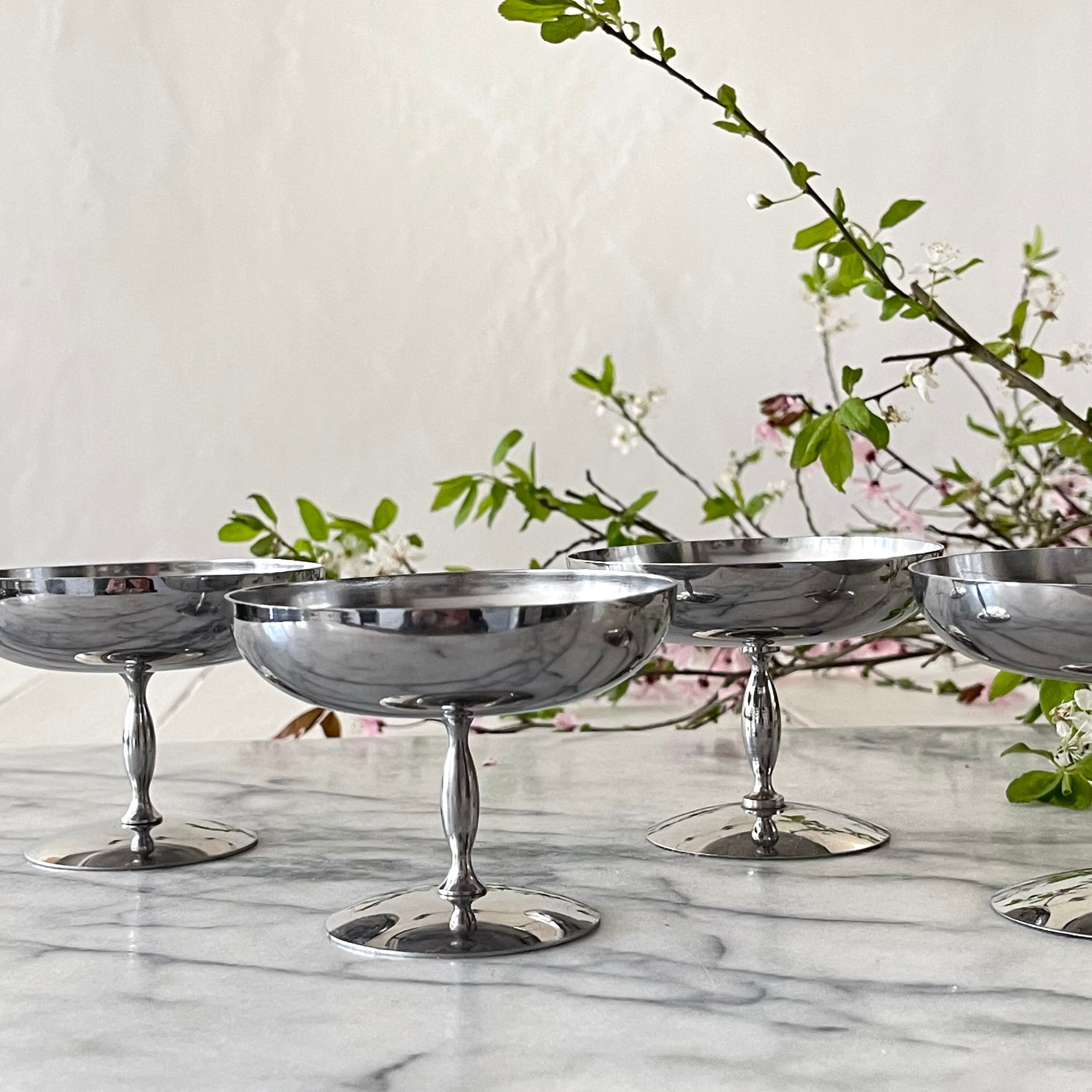 4 Français Coupés de Crème Glacée Vintage Café