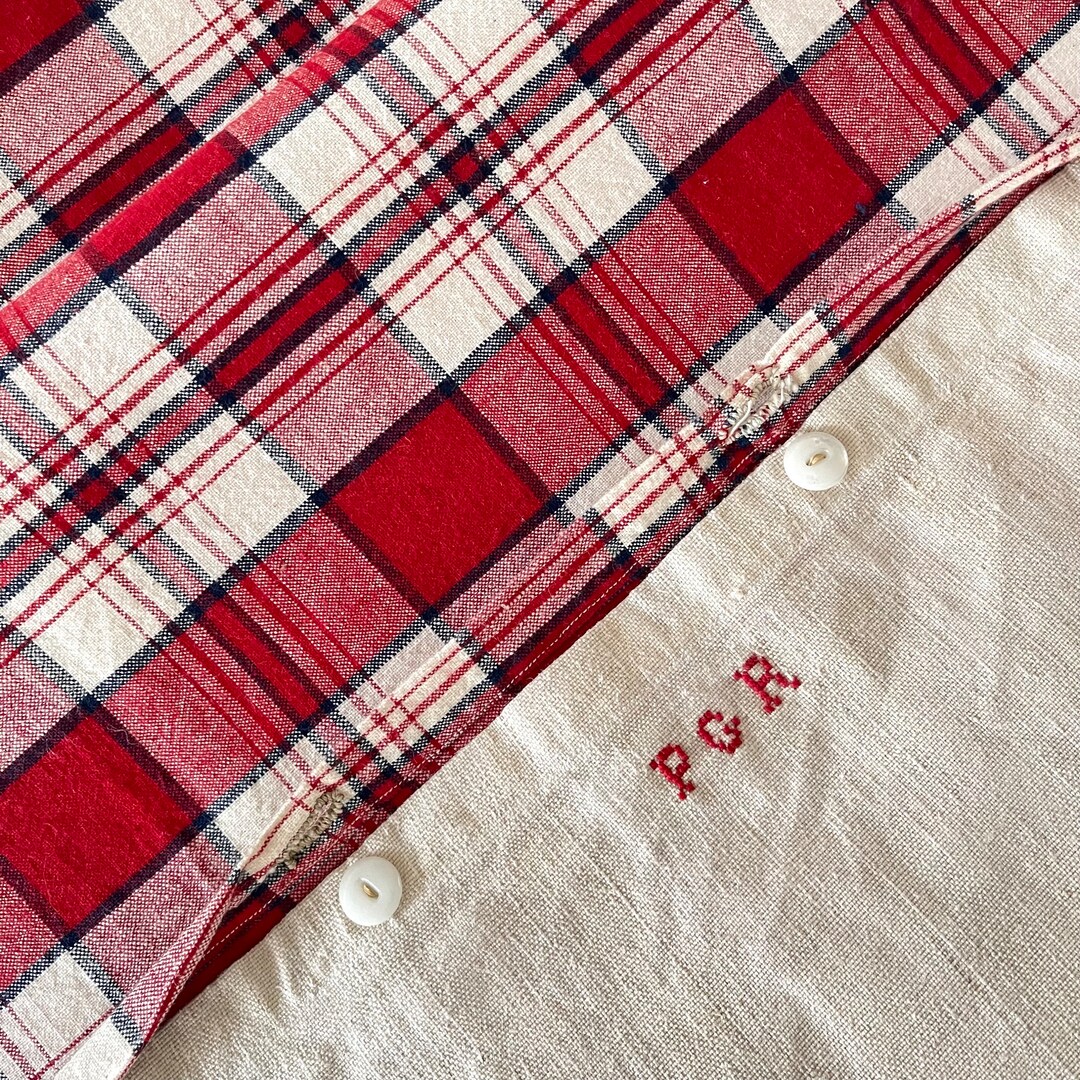 Large French Antique Linen Kelsch Sham, Pillowcase, Santa Sack