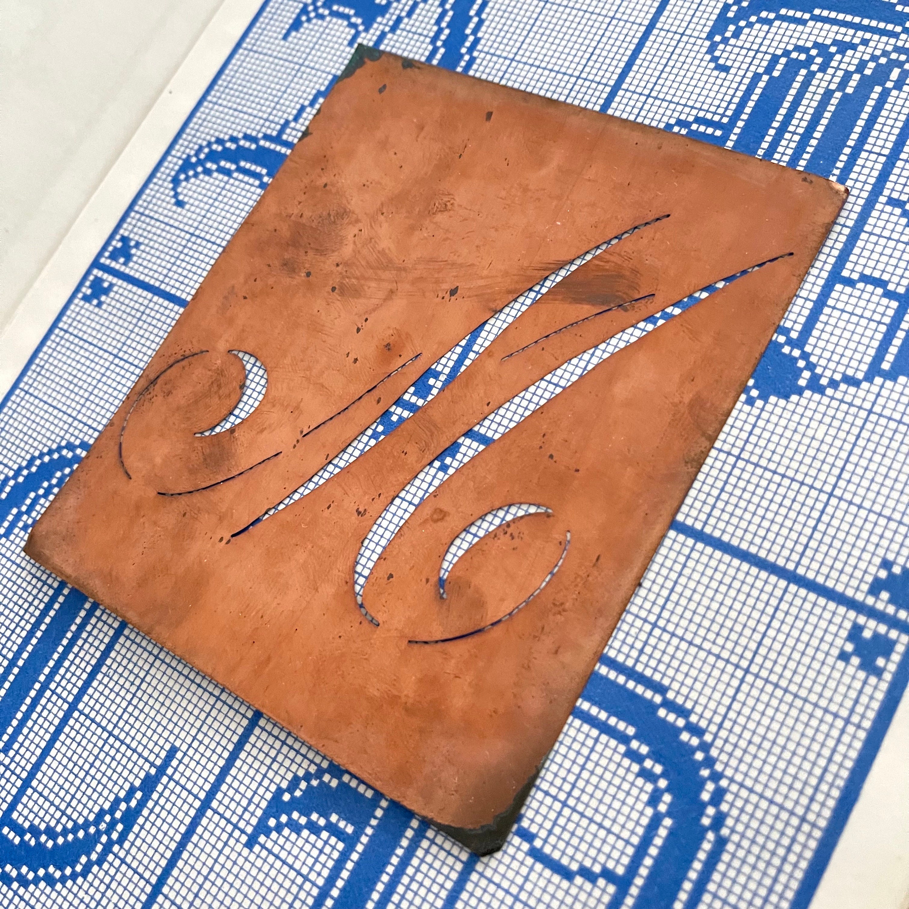 Copper Sheet Stencils for Embroidered Monograms –