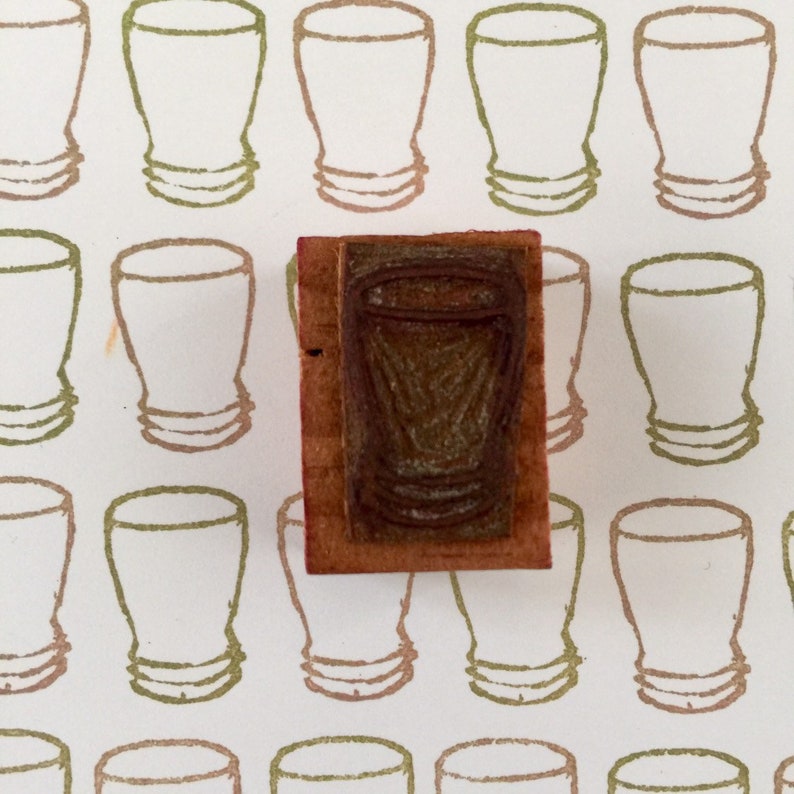 Handmade Vintage French School Stamp Beer Glass