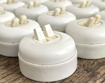 French Vintage Porcelain Double Light Switch