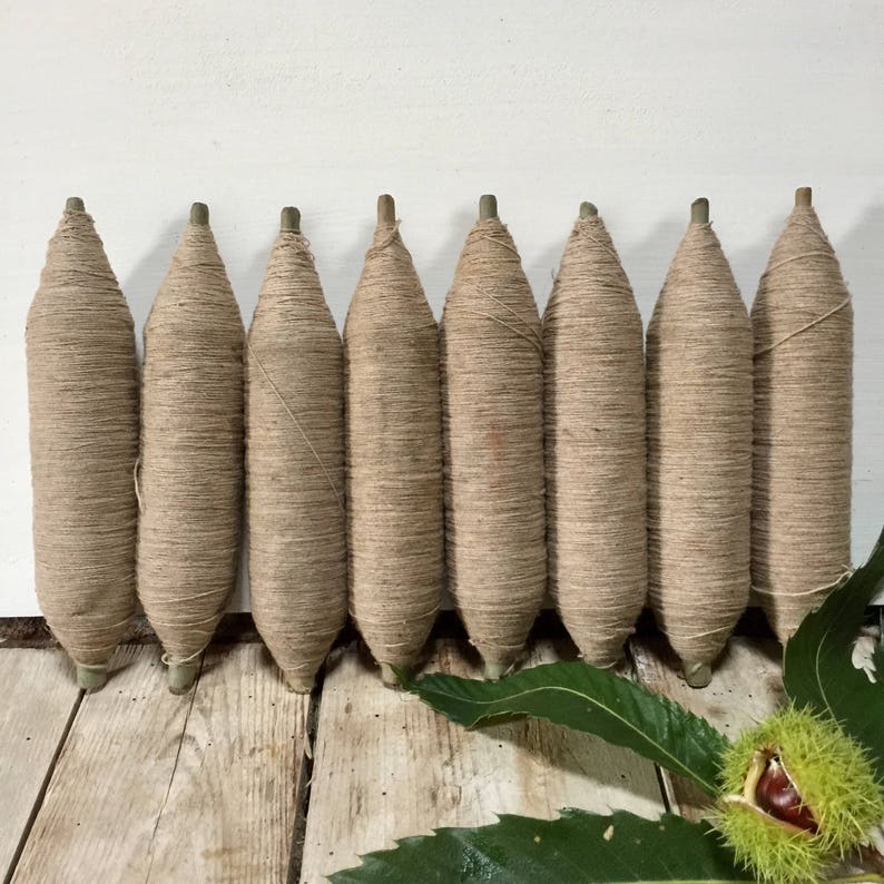 French Antique Bobbins filled with Wool