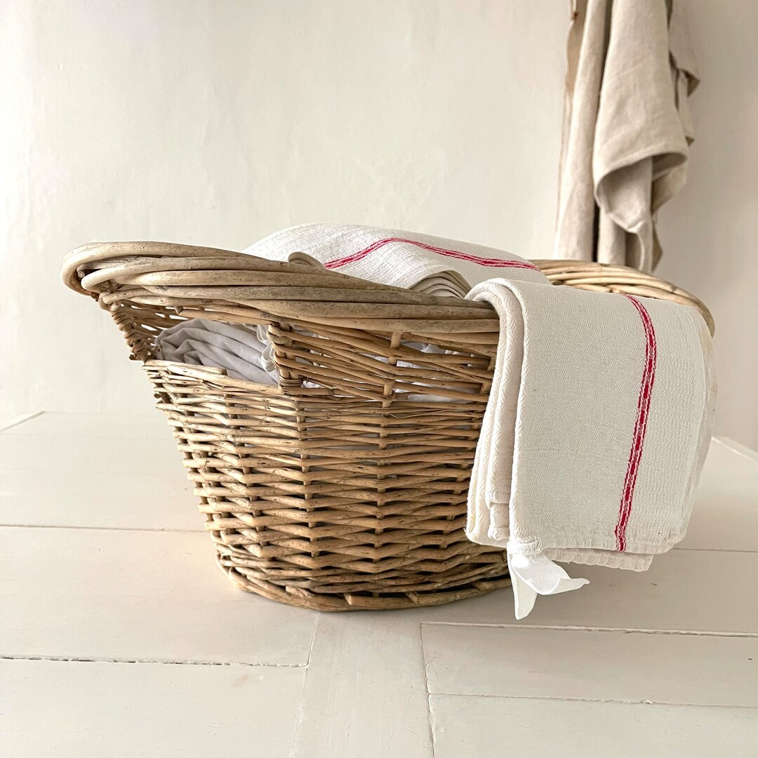 Large French Antique Laundry Basket Log Basket Display Etsy
