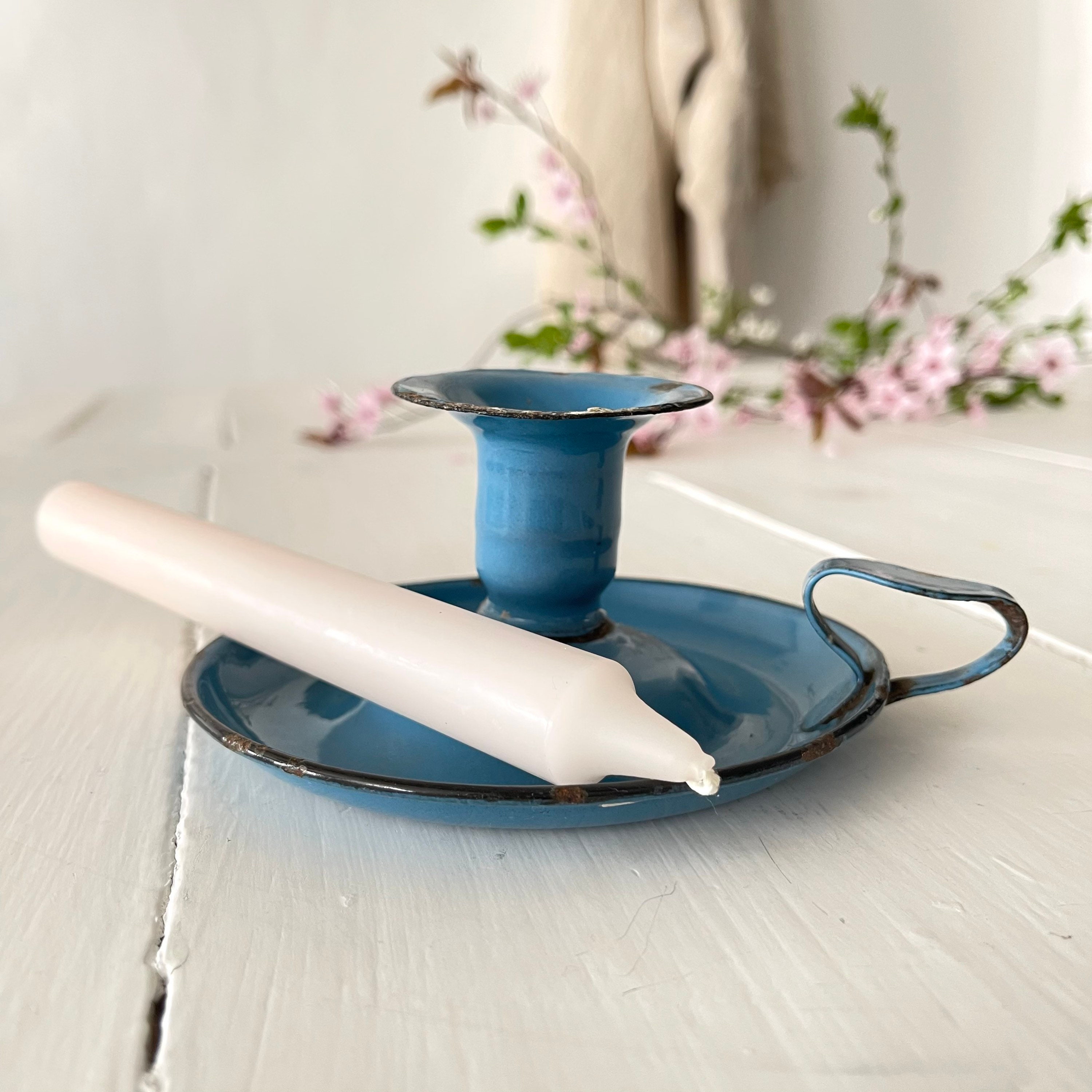 Français Bougeoir en Émail Vintage - Wee Willie Winkie