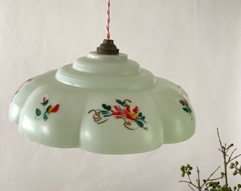 Pretty 40's French Deco 'LUMAPEL' Pendant Lamp