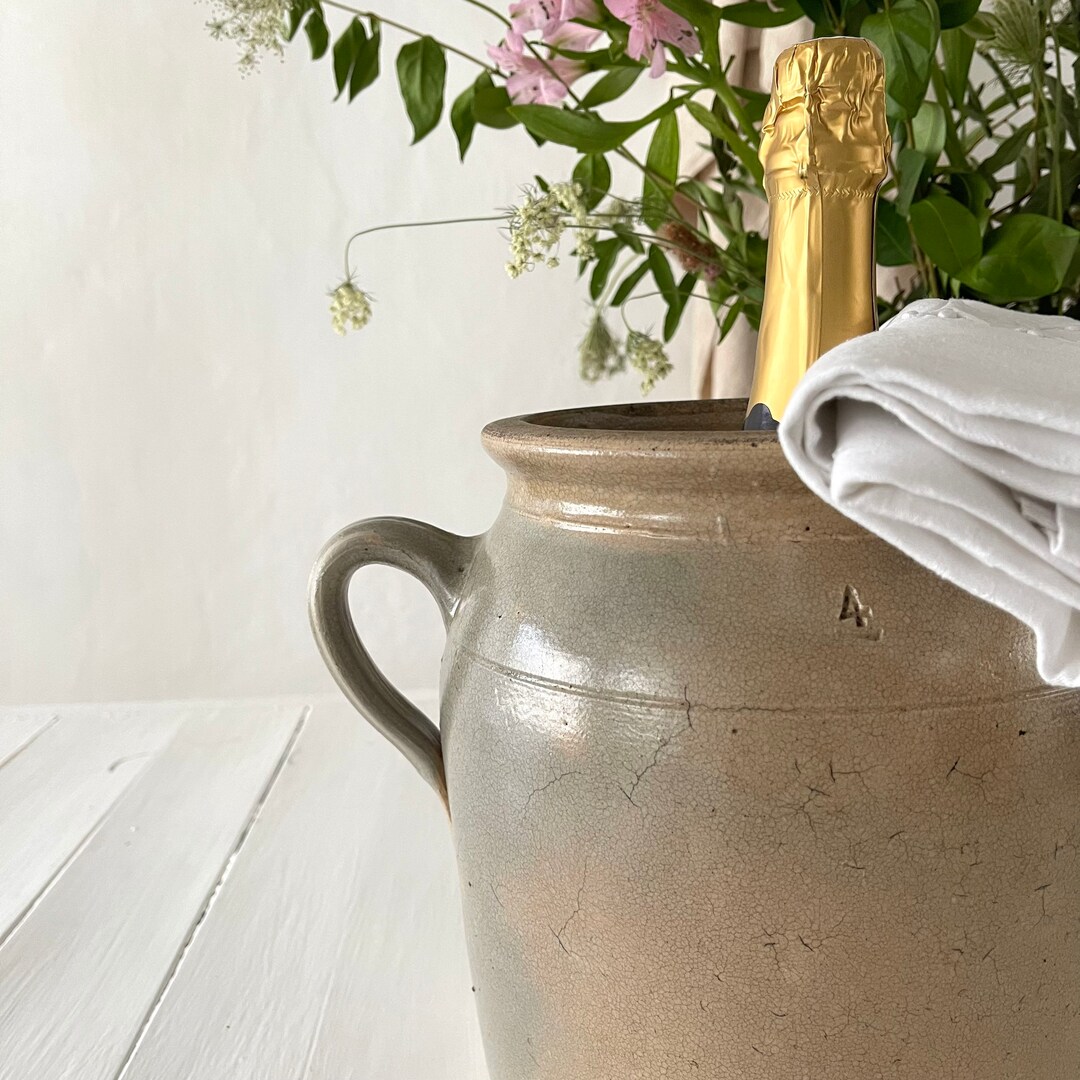 XL 6 L French Antique Handmade Glazed Crock Pot, Confit Pot Etsy