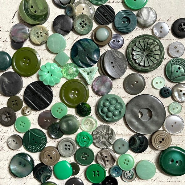 75 French Antique / Vintage Green Buttons