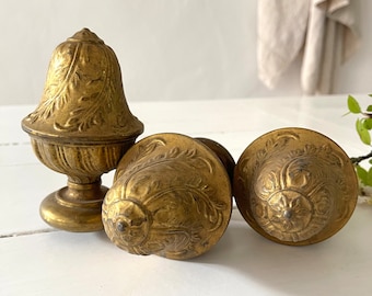 Pair Oversized French Antique Ormolu Finials