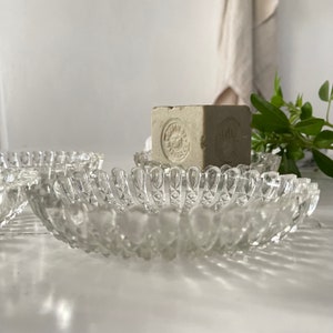 Pretty French Vintage Cut Glass Soap Dish , Trinket Tray, Butter Dish