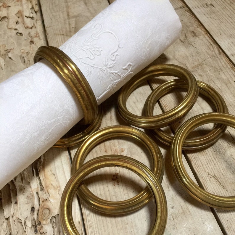 7 Large French Antique Brass Curtain Rings Napkin Rings Etsy