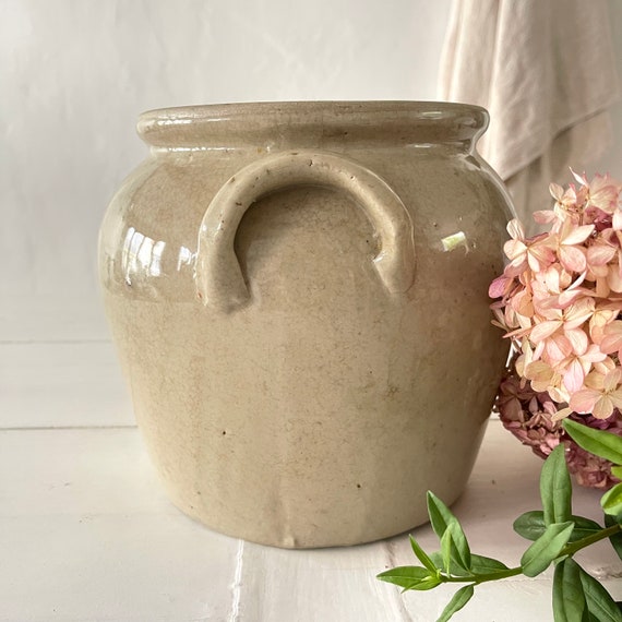 XL 5L French Antique Handmade Glazed Crock Pot Confit Pot 