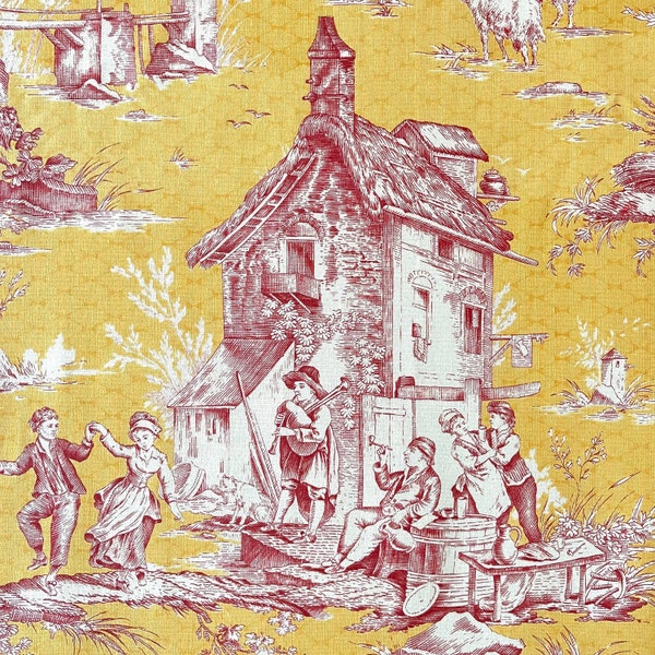 Toile de Jouy vintage française « La Fête », Pierre Deux