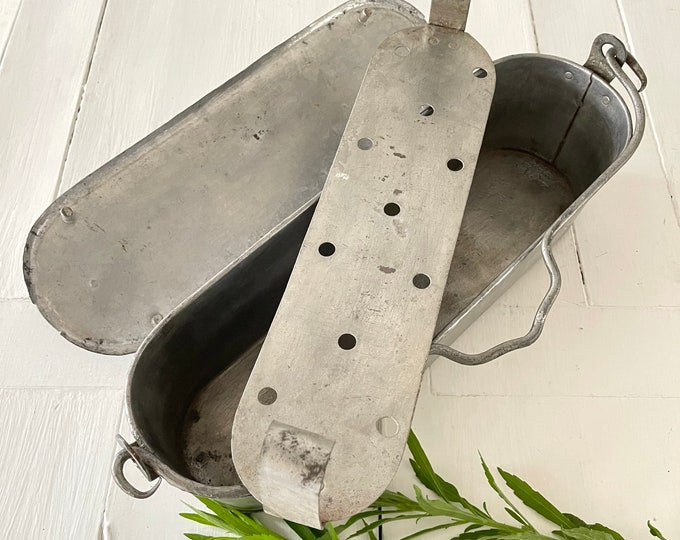 Large Lidded Fish Poacher Pan With Perforated Tray Vintage Etsy