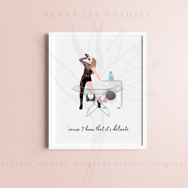Delicate Laundry Room Wall Art Print UNFRAMED 8x10 9x11 11x14 16x20 Unframed Physical Print Funny Wall Art Rep