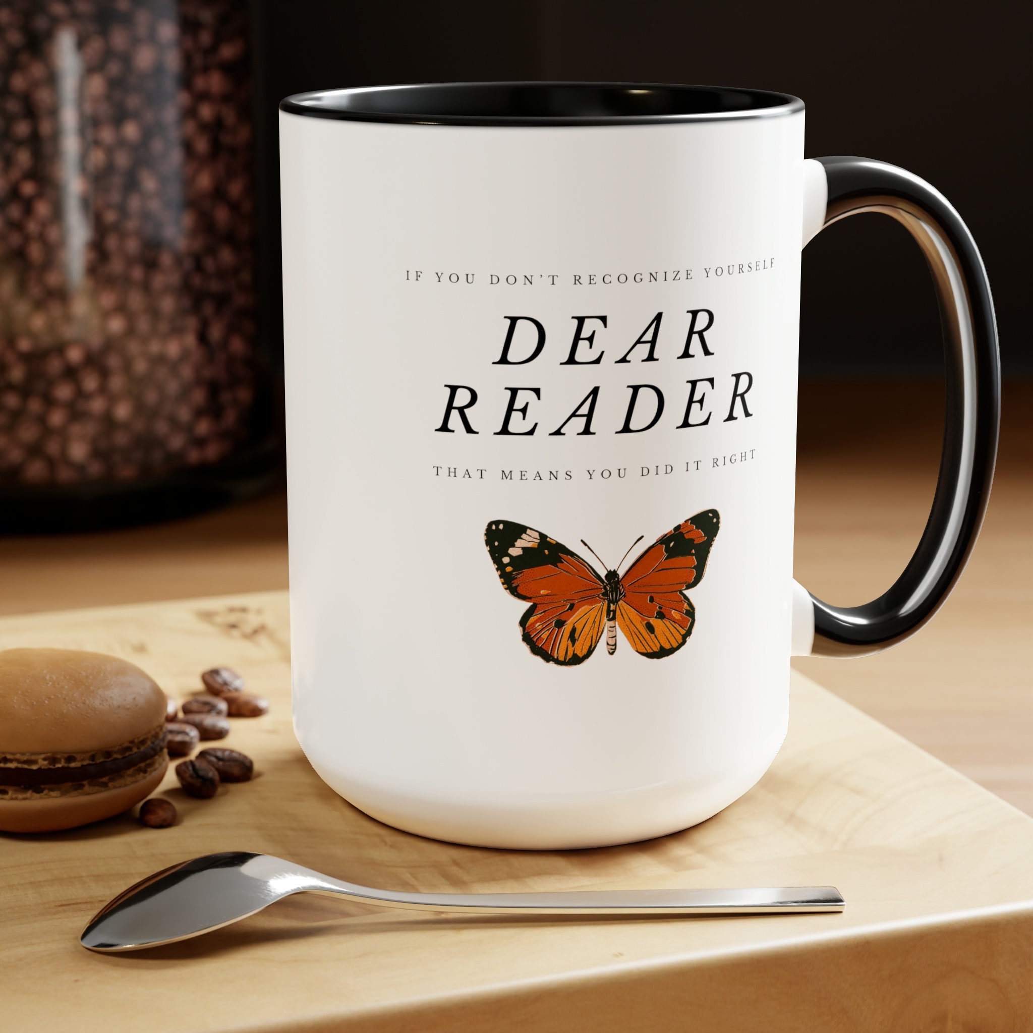 Dear Reader Butterfly Moth Mug Ceramic Coffee Mug Taylor Swiftie Merch Bookworm Gift