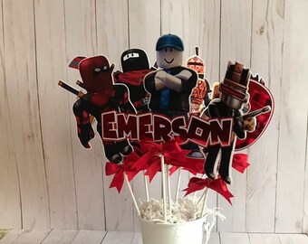 Roblox Gamer Etsy - video game party decoration roblox inpired centerpiece video game centerpiece