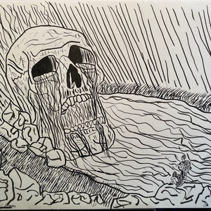 Skull Falls - 2018 - Ink on Paper - 9&quot;x12&quot; - Original Artwork