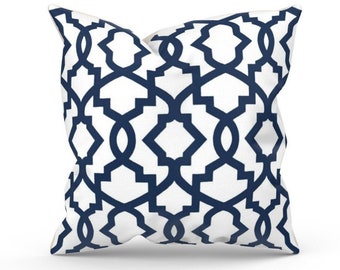 Navy Blue Throw Pillow Cover, Grey Pillow Cover, Modern Geometric Design, Decorative Pillow, Pillow Case, Couch Pillow, Designer Pillow