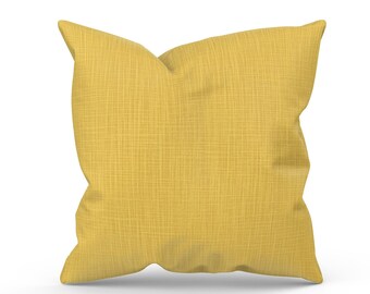 Yellow Pillow Cover, Linen Look, Cotton Slub Canvas, Premier Prints Faulkner Brazilian Yellow, Pillow Sham, Decorative Throw Pillow, Cushion