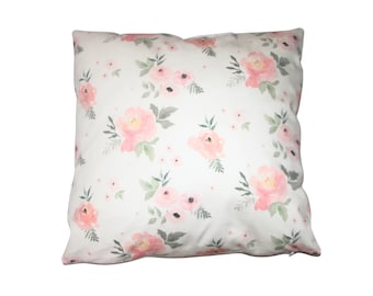 Pink Floral Pillow, Blush Roses Throw Pillow, Pillow Cover, Pillow Case, Cushion Cover, Sweet Blush Roses, 14 16 18 20