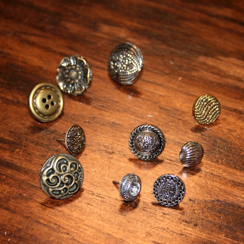 Cute Push Pins Set of 10 Vintage Style Button Push Pins Etsy