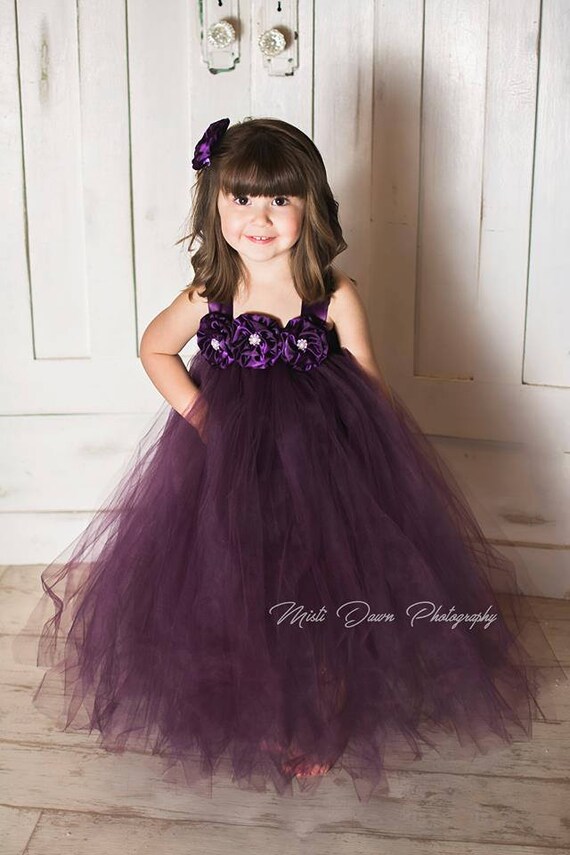 dark purple flower girl dresses