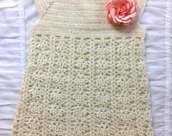 Crochet Pattern #50-“Crochet Baby Dress”-by AsmartPattern.Size 9-18 months.Detailed description in English step by step and row by row.