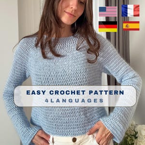Easy Crochet Pattern Soft Breeze Sweater - PDF in English, Deutsch, French, Spanish