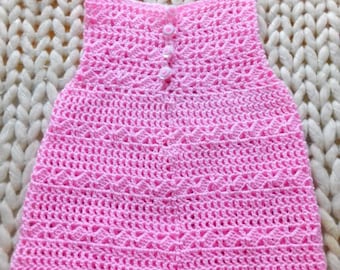 Crochet Pattern #52-“Crochet Baby Pink  Dress”-by AsmartPattern.Size:Newborn-6years.Detailed description in English step by step and row by