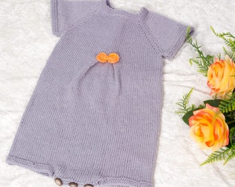 Knitting Pattern #34 “SEAMLESS PLEAT BABY Romper”.Instant Download Pdf file.Size:6-9 months.Baby Overals,Playsuit