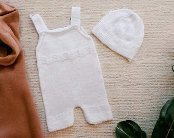 Knitting Pattern #33-“BABY SET-Baby Romper with Baby Bonnet”-by ASmartPattern,size:3-9 months.