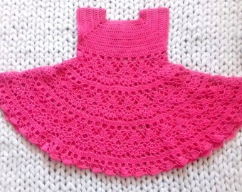 Crochet Pattern #41-“Crochet Baby Dress”-by AsmartPattern.Size 6-9 months.Detailed description in English step by step and row by row.